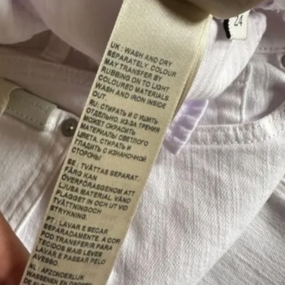 7 For All Mankind Emea Eyelet Hem Ankle Jeans White Shell Size 24 - Picture 8 of 11